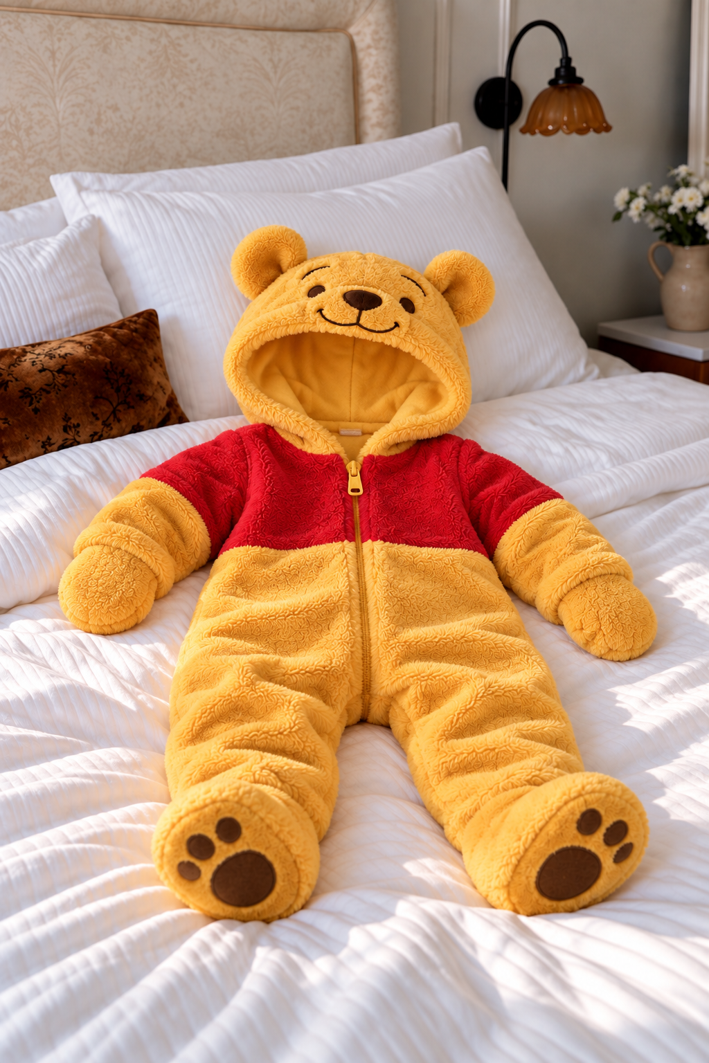 Winnie the Pooh baby onesie showing its full shape